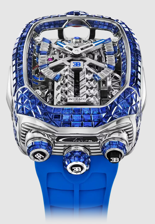 (image for) Jacob & Co bugatti chiron tourbillon baguette BLUE SAPPHIRES, BAGUETTE DIAL Replica Watch BU800.30.BB.UC.A